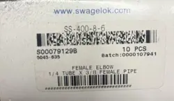 10-SWAGELOK SS-400-8-6 STAINLESS STEEL SWAGELOK TUBE FITTING 1/4 TUBE X 3/8 FML