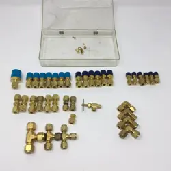 BIG LOT OF SWAGELOK BRASS FITTINGS TEES VALVES COUPLINGS