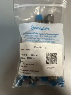 24PK SWAGELOK SS-400-1-2 MALE CONNECTOR, 1/4 IN. TUBE OD X 1/8 IN. MALE NPT
