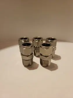 LOT OF 5 LET-LOK 3/4” TUBING X 3/4” NPT STAINLESS STEEL PARKER SWAGELOK