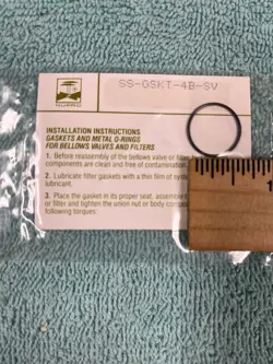 NUPRO SWAGELOK SS-GSKT-4B-SV BELLOWS VALVE GASKET/METAL O-RING NEW OLD STOCK