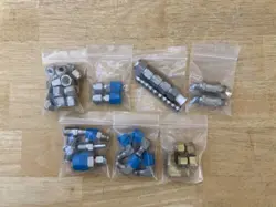 LOT OF 52 NEW AND USED SWAGELOK FITTINGS, NUTS, FERRULES AND CONNECTORS