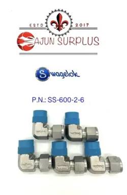 QTY:5 ~NEW~ SWAGELOK, P.N.: SS-600-2-6, 3/8” TUBE X 3/8” MNPT SS ELBOW FITTINGS!