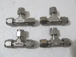 4X SWAGELOK / CRAWFORD STAINLESS STEEL TEE UNION FITTING, 1/4