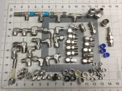 ASSORTMENT OF COMPRESSION FITTINGS. SWAGELOK, TYLOK, PARKER, HAM-LET, (R4AD)