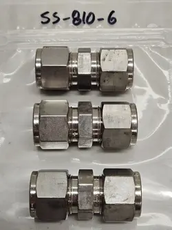 (3) SWAGELOK SS-810-6 STAINLESS STEEL FITTING, UNION, 1/2