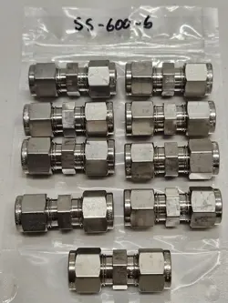 (9) SWAGELOK SS-600-6 STAINLESS STEEL FITTING, UNION, 3/8