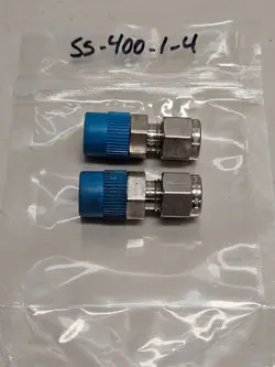 (2) SWAGELOK SS-400-1-4 STAINLESS STEEL FITTING, MALE CONN., 1/4