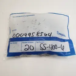 BRAND NEW SEALED BAG OF 20 SWAGELOK SS-400-6 STAINLESS PIPE UNION 1/4IN TUBE