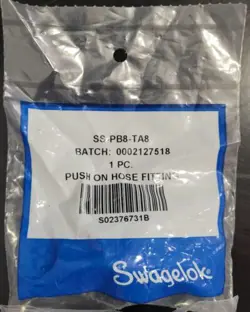 SWAGELOK SS-PB8-TA8 PUSH ON HOSE FITTING, 1/2