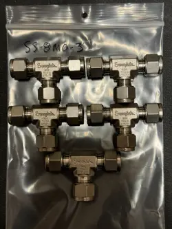SWAGELOK SS-8M0-3, METRIC UNION TEE, LOT OF 5