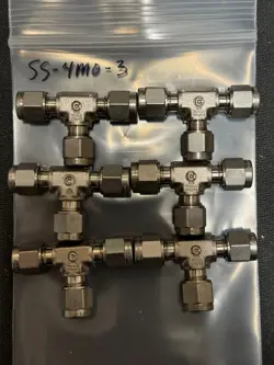 SWAGELOK SS-4M0-3, METRIC UNION TEE, LOT OF 6