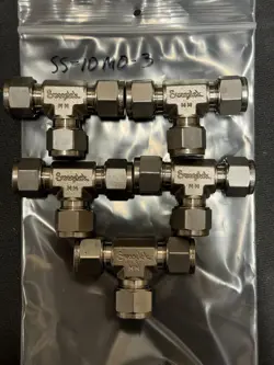 SWAGELOK SS-10M0-3, METRIC UNION TEE, LOT OF 5