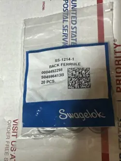 LOT OF 20 NEW IN PKG SWAGELOK SS-1214-1 BACK FERRULES