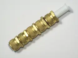 5- CRAWFORD SWAGELOK BRASS KNURLED NUTS W/NYLON FERRULES 1/4