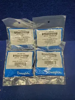 LOT OF 4 SWAGELOK SS-PB6-SL6, COMPRESSION PUSH ON HOSE FITTINGS