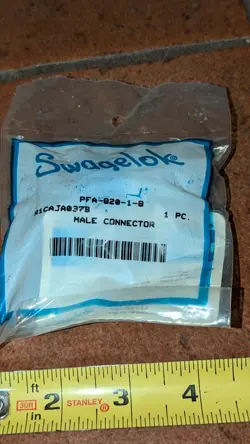 PFA SWAGELOK TUBE FITTING MALE CONNECTOR 1/2