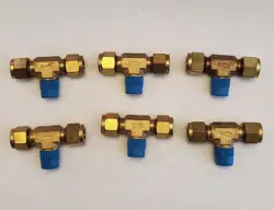 QTY 6 - SWAGELOK BRASS BRANCH TEE FITTING,  3/8