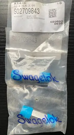 LOT OF 2 NEW SWAGELOK SS-4-HLN-2.00 HEX 2