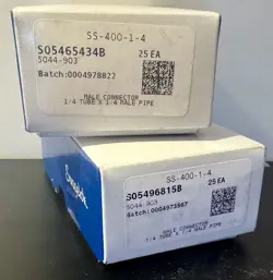 LOT OF 2 BOX OF 25 EA STAINLESS STEEL SWAGELOK SS-400-1-4