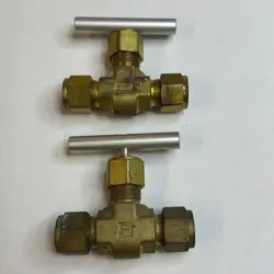 LOT OF 2 PARKER CPI 8 INTEGRAL NEEDLE BRASS VALVE COMPRESSION FITTING SWAGELOK