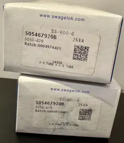 LOT OF 2 BOX OF 25 STAINLESS STEEL SWAGELOK SS-600-6