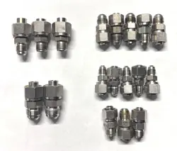USED - 18PC LOT OF MJIC ADAPTERS SWAGELOK, SUPERLOK, OSS, PARKER 1/4