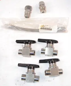 LOT OF 4 SWAGELOK SS-44F6 STAINLESS STEEL BALL VALVE 3/8