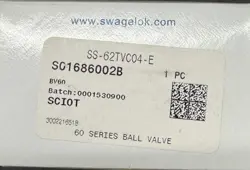 SWAGELOK SS-62TVCO4-E,  60 SERIES BALL VALVE, STAINLESS STEEL, VCO FITTINGS