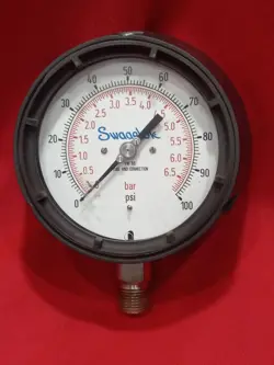 SWAGELOK BAR/PSI GAUGE 0-100 PSI