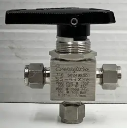NEW (NO BOX) SWAGELOK SS-44XS6 STAINLESS STEEL 1-PIECE 3-WAY BALL VALVE