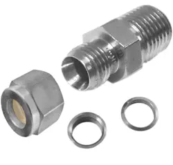 SWAGELOK TUBE FITTING, 3/8 MNPT TO 3/8 TUBING MALE CONNECTOR, STAINLESS...