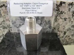 PART #: SS-8-RA-4, CAJON/SWAGELOK, 1/2 FNPT X 1/4 MNPT, STAINLESS STEEL 316