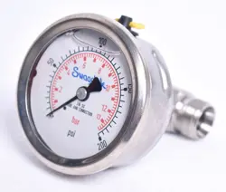 SWAGELOK 0-200 PRESSURE GAUGE 316SS W/ SWAGELOK TEE