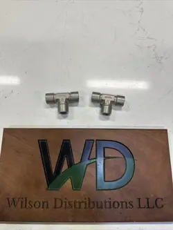 LOT OF 2 SWAGELOK STAINLESS STEEL PIPE TEE FITTING, 3/8
