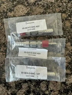 THREE (3) SWAGELOK SS-QC4-D-6HC-ASY QUICK CONNECT 3/8IN BARB NEW