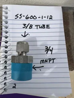 SWAGELOK SS-600-1-12 3/8” TUBE X 3/4” MALE NPT ADAPTER FITTING