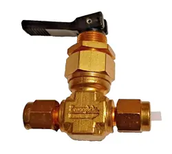 B-OGS2 BRASS ANGLE-PATTERN TOGGLE VALVE, 1/8 IN. SWAGELOK TUBE FITTING