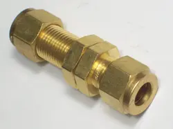 1 - SWAGELOK BRASS BULKHEAD UNION FITTING, 3/8