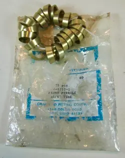 SWAGELOK B-1213-1 BRASS 3/4 TUBE COMPRESSION FITTING FRONT FERRULE - NEW