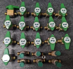 LARGE LOT OF NUPRO BRASS 1/4 TURN AND NEEDLE VALVES WITH 3/8