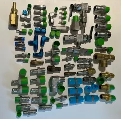 61 PIECE LOT STAINLESS BRASS PIPE FITTING PIECES VALVES SWAGELOK CAJON WHITEY