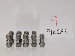 LOT OF 9 SWAGELOK 316 3GU PIPE FITTINGS, COMPRESSION COUPLING / UNION, STAINLESS