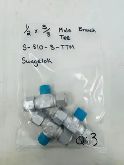SWAGELOK STEEL S-810-3TTM MALE BRANCH TEE 1/2 IN TUBE X  3/8 IN MNPT PACK OF 3