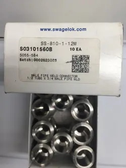 B0X OF 10 SWAGELOK SS-810-1-12W STAINLESS MALE WELD  1/2IN TUBE X 3/4 IN MPW