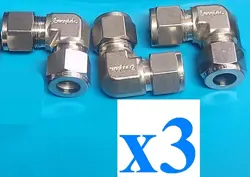X3 NEW SWAGELOK SS-810-9 TUBE FITTING, UNION ELBOW, 1/2 IN. TUBE OD 3PC 3PCS