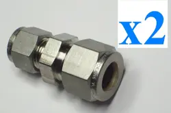 X2 NEW SWAGELOK SS-810-6-6 REDUCING UNION, 1/2 IN. X 3/8 IN. TUBE OD 2PC 2PCS