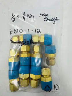 SWAGELOK B-810-1-12 BRASS STRAIGHT COMPRESSION FITTING 1/2