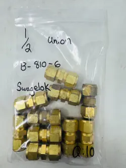 SWAGELOK BRASS B-810-6 TUBE FITTING, REDUCING UNION 1/2 INCHES PACK OF 10
