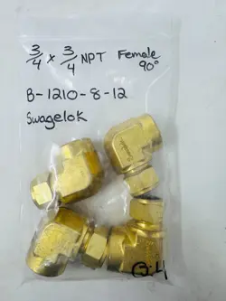 3/4 TUBE X 3/4 FNPT BRASS FEMALE ELBOW FITTING SWAGELOK B-1210-8-12  PACK OF 4
